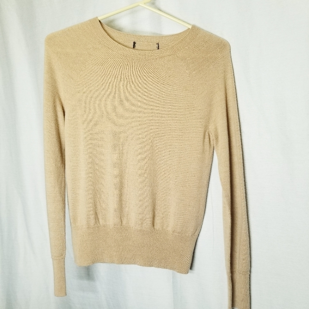 Gap Merino‎ Wool Sweater Long Sleeve Camel Heather Tan Knit Fall 2021 Size XS